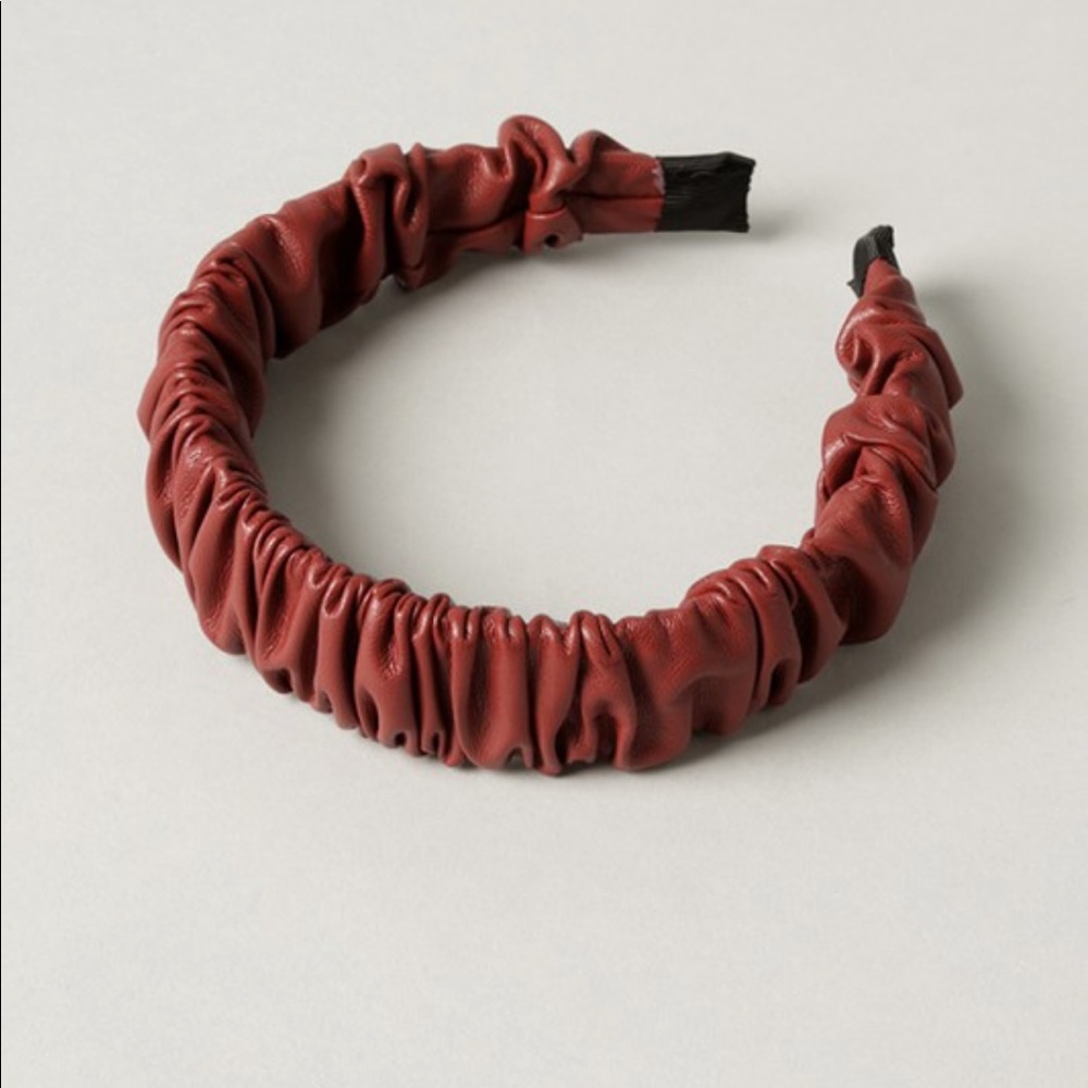 NWT red leather ruched head band